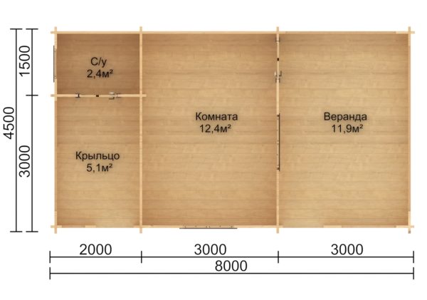 Гостевой домик «Грант» 8×4.5 м