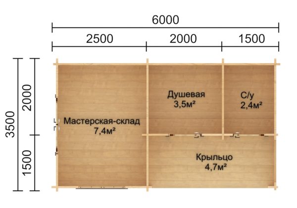 Хозблок из минибруса Дачный 6×3.5 м